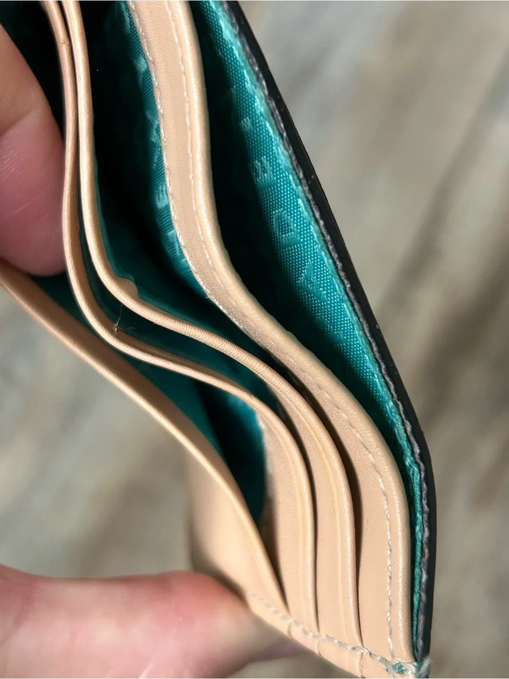 Kate Spade New York Card Case Turquoise Pebbled Leather